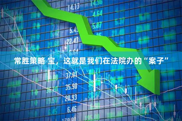 常胜策略 宝，这就是我们在法院办的“案子”