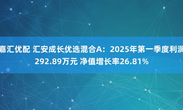嘉汇优配 汇安成长优选混合A：2025年第一季度利润292.89万元 净值增长率26.81%