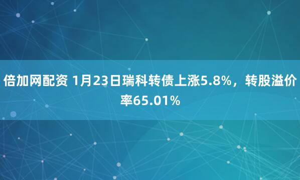 倍加网配资 1月23日瑞科转债上涨5.8%，转股溢价率65.01%